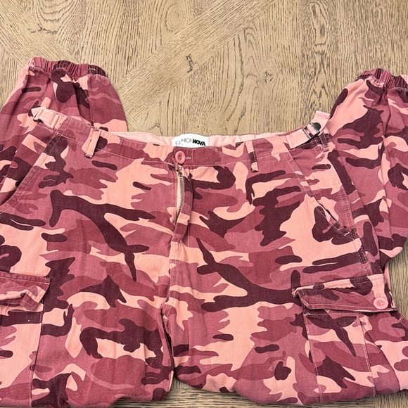 Fashion Nova Pants - Fashion Nova Pink Camo Cargo Pants